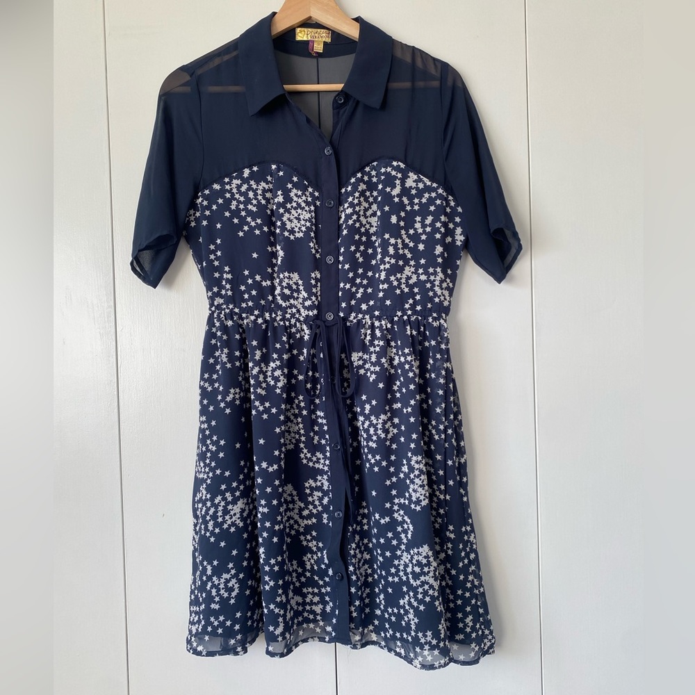 Princess by Vera Wang Blue Star Button up Dress